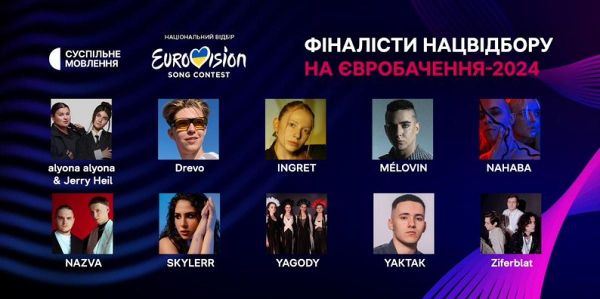 «Євробачення-2024»: оголосили десятьох фіналістів українського нацвідбору1