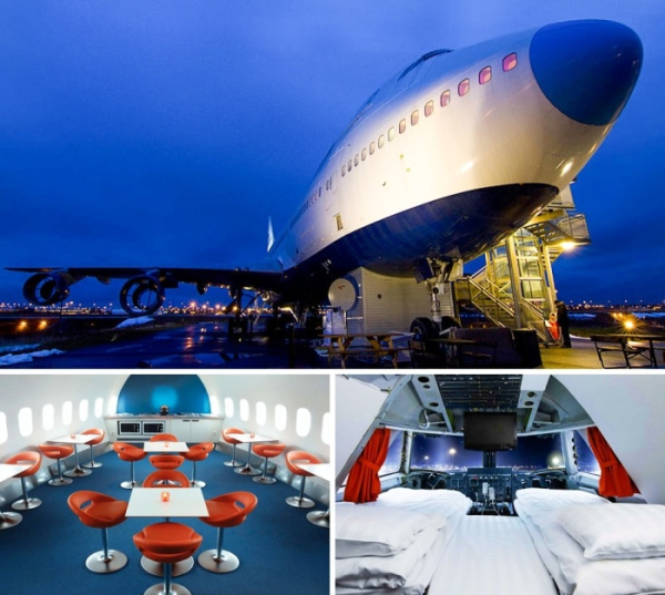Готель у літаку Boeing 747, Швеція. Отель в самолёте Boeing 747, Швеция.