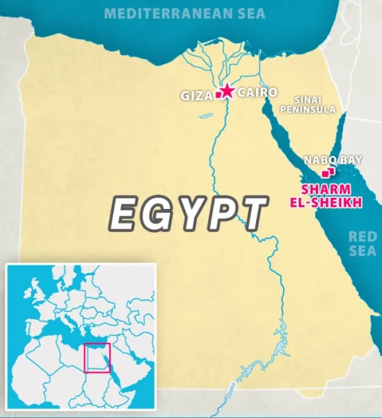 Карта Єгипту з позначенням Шарм-ель-Шейха