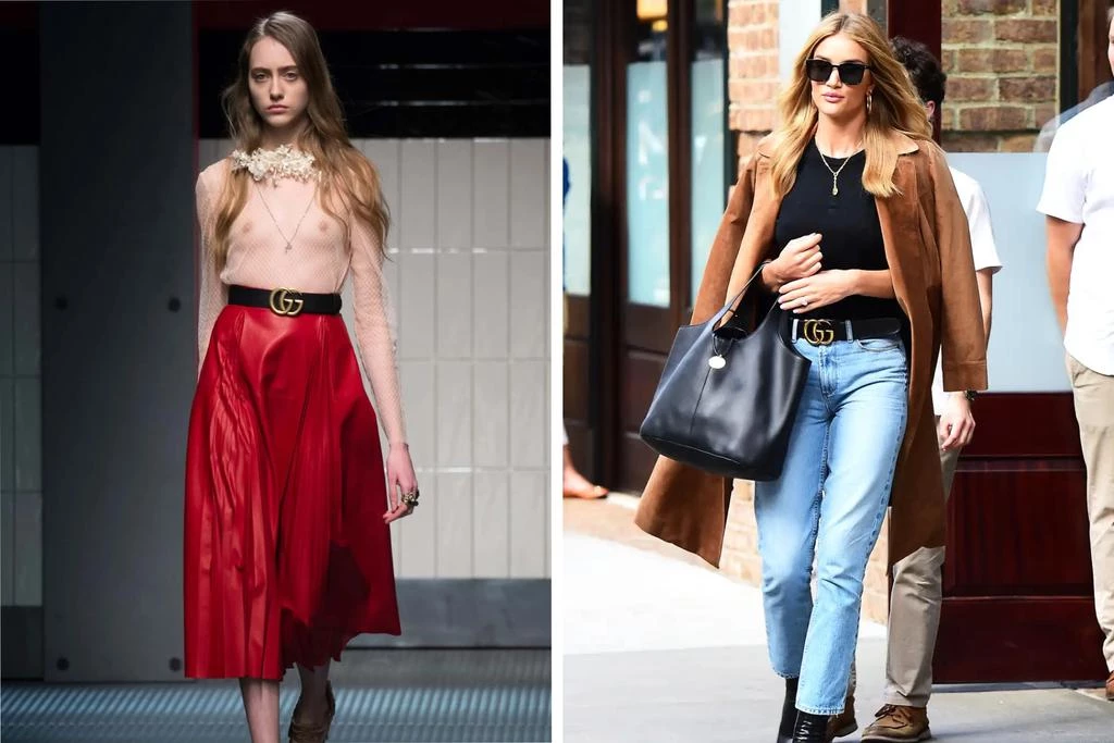 Gucci осінь-зима 2015/2016, Розі Гантінгтон-Вайтлі з ременем Gucci Marmont1
