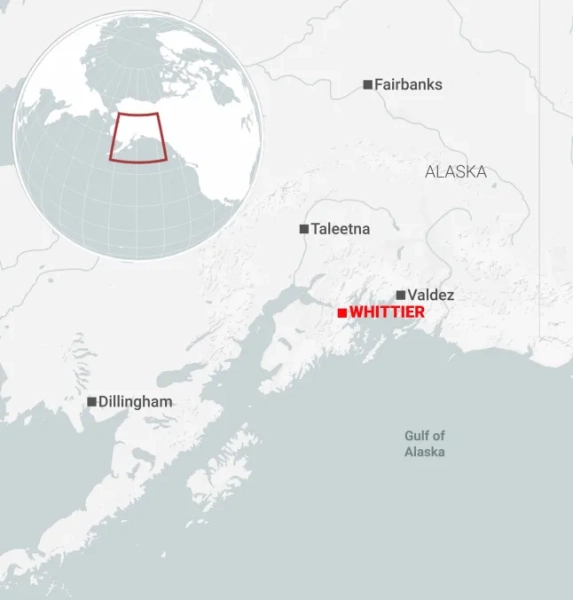 75% людей у моєму місті живуть в одному будинку, і він не має адреси у Віттієрі, Аляска.