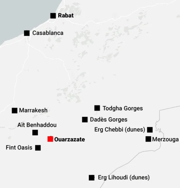Мапа, що показує Уарзазат