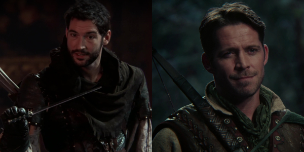 Том Елліс та Шон Магуайр у ролі Робін Гуда у серіалі «Одного разу в казці» Том Эллис и Шон Магуайр в роли Робин Гуда в сериале «Однажды в сказке»