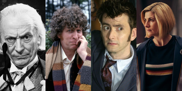 Вільям Хартнелл, Джон Пертві, Девід Теннант та Джоді Уіттакер у ролі Лікаря у серіалі «Доктор Хто» Уильям Хартнелл, Джон Пертви, Дэвид Теннант и Джоди Уиттакер в роли Доктора в сериале «Доктор Кто»