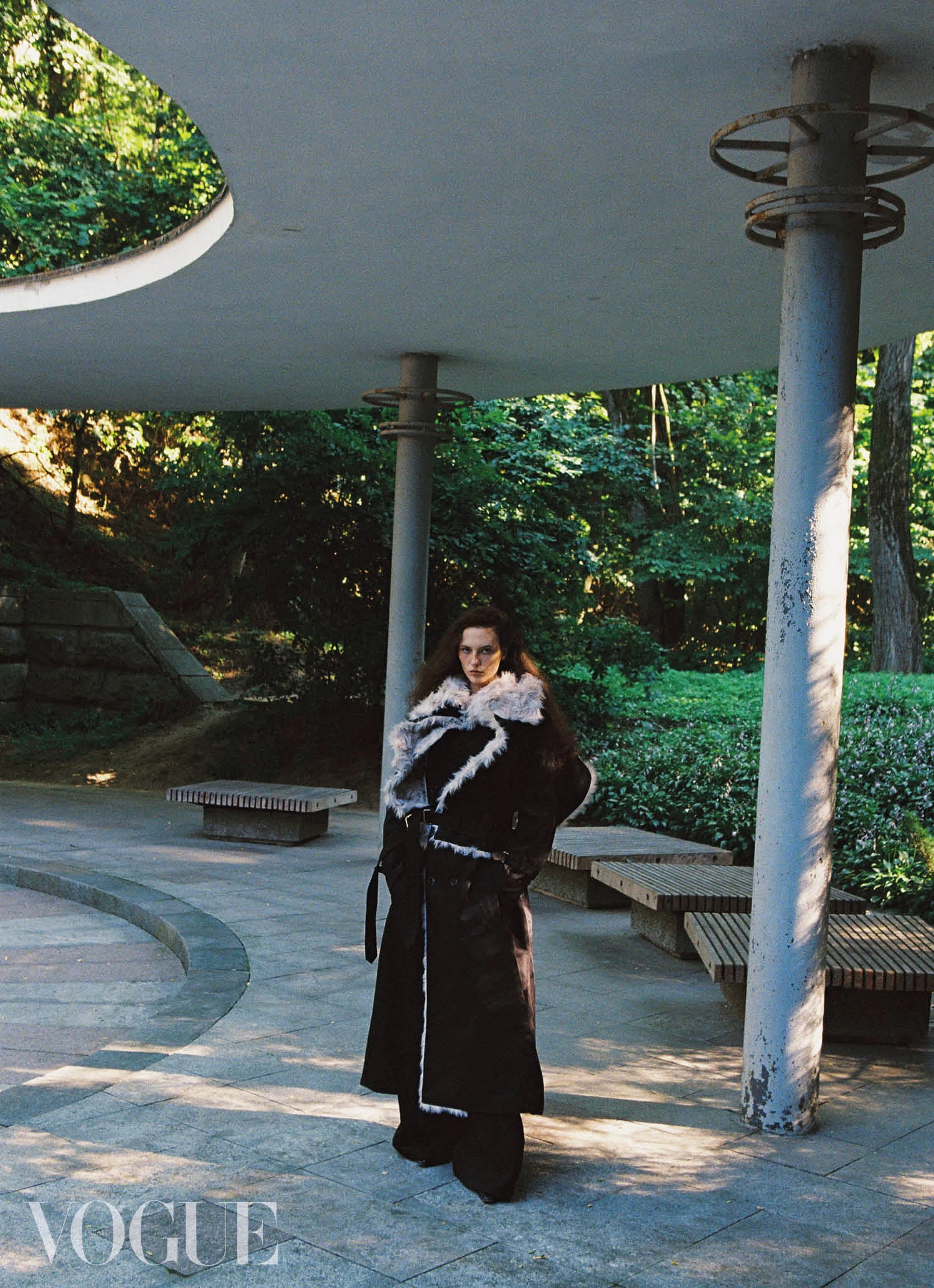 Плащ і штани з бавовни та штучного хутра, усе – Nansen Capici. Шкіряні туфлі, Kachorovska5