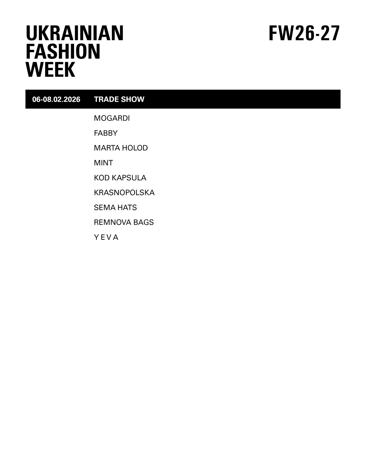 Анонсовано розклад Ukrainian Fashion Week FW 2026-2027
3
