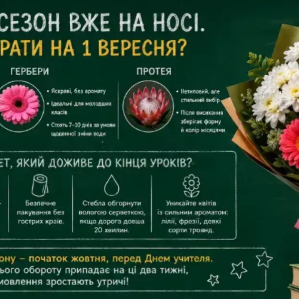 Топ-5 квітів для вчителя на 1 вересня