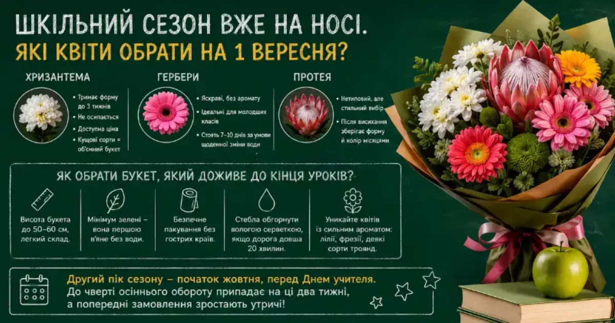 Шкільний сезон вже на носі. Які квіти обрати на 1 вересня?0