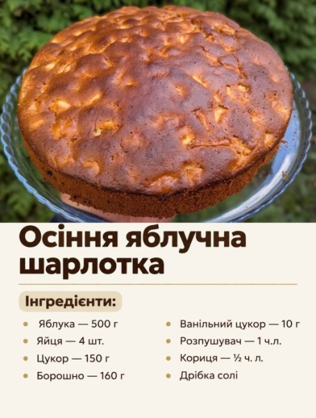 Рецепт осінньої шарлотки з яблуками — як зробити пухке тісто